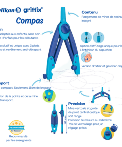 COMPAS PELIKAN GRIFFIX BLEU PROTECTEUR DE POINTE