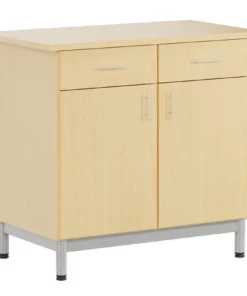 Buffet ARCUS - 2 portes - 2 tiroirs - mélaminé - piètement époxy - L98,5xP55xH90,5 cm