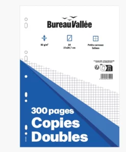 Copies Doubles - 300 pages - A4 - Petits carreaux - Perforées 90g Bureau Vallée -