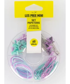 Les Prix Mini - Assortis 20 trombones, 15 elastiques, 20 punaises et 5 pinces