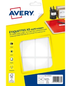 Avery - Etui A5 - 192 Étiquettes multi-usages blanches - 56 x 34 mm